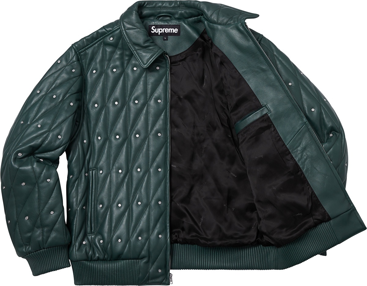 Quilted Studded Leather Jacket view 13
